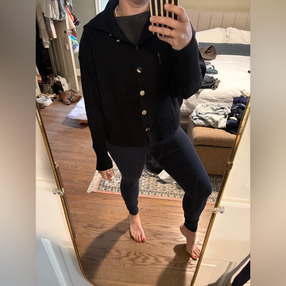 Zara knit black cardigan with gold buttons - Picture 3 of 5
